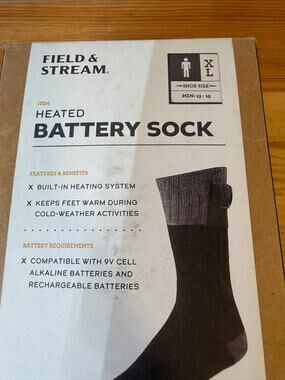 Field & Stream Heated Battery Socks XL Mens 13-15 Cold Weather Hunting Hiking